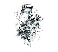 8 feuilles de faux tatouages temporaires imperméables for femmes, motif rose, motif Roi Lion, animal, renard, bras, totem(11)