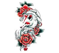 8 feuilles de faux tatouages temporaires imperméables for femmes, motif rose, motif Roi Lion, animal, renard, bras, totem(28)