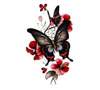 8 feuilles de faux tatouages temporaires imperméables for femmes, motif rose, motif Roi Lion, animal, renard, bras, totem(34)