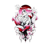 8 feuilles de faux tatouages temporaires imperméables for femmes, motif rose, motif Roi Lion, animal, renard, bras, totem(07)