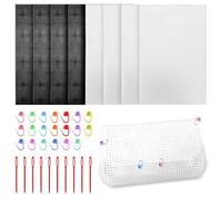 8 Feuilles de Toile en Maille Plastique 30 * 20cm Canevas Plastique Broderie Maille Trous 2.5mm Toile de Maille pour Sac Bricolage Artisanat Broderie Point de Croix Tapisserie Coaster(Blanc,Noir)