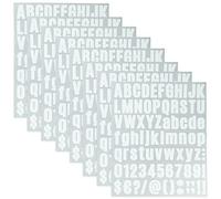 8 Feuilles Kit de Chiffres Lettres en Vinyle Auto-Adhésif, Autocollant de Numéros Boîte aux Lettres pour Enseignes, Fenêtre, Porte, Voitures, Camions, Numéro d'Adresse (Blanc)