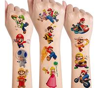 8 Feuilles Super Mario Tatouage,Tatouage Ephemere Mario kit,Etanche Faux Tatouage,Cadeau Anniversaire Invites Petit Cadeau Décoration De Fête