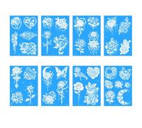 8 Feuilles Tatouage Sexy De Rose D'Épine Blanche Bleue Phosphorescente Sur La Clavicule Idéal Pour Une Fête