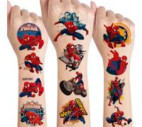 8 Feuilles Tatouage Spiderman, Tatouage Éphémère Super Héros Kit, Etanche Faux Tatouage Garçon Fille, Cadeau Anniversaire Enfants Invités Petit Cadeau Pinata Décoration De Fête