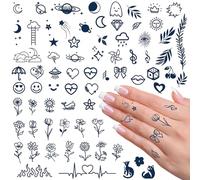 8 Feuilles Tatouages Ephemere, Semi Permanents Temporaire Tattoo pour Femmes Hommes Filles, Bleu Foncé Imperméable Faux Tatoo Longue Durée de 2 Semaines