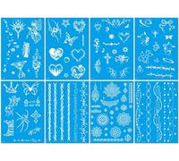 8 Feuilles Tatouages Temporaires Phosphorescents Bleus Bracelet Papillon Blanc Et Cœur Tatouages Temporaires Phosphorescents Pour La Clavicule Résistants À L'Eau
