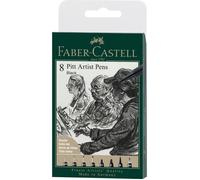 8 Feutres - Dessin - Beaux-Arts - Noir - Faber-Castell - Pitt Artist Pen