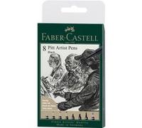 8 Feutres - Dessin - Beaux-Arts - Noir - Faber-Castell - Pitt Artist Pen