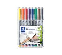Staedtler Feutres Lumocolor, 8 feutres, Indélébile, pointe moyenne, Couleurs assorties G