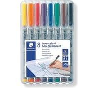 Staedtler Feutre pour transparent Lumocolor® 316 WP8 bleu, marron, jaune, vert, orange, rouge, noir