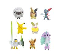 Pokémon Bandai 8 Figurines Battle - Pikachu, Evoli (Eevee), Moumouton (Wooloo), Farfuret (Sneasel), Voltoutou (Yamper), Palarticho (Sirfetch'd), Ponyta (Ponyta), Morpeko - PKW0185