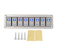 8 Gang Rocker Switch Panel, Toggle On Off Switch Panel with Dual Blue Light, 12-24V 5 Pin Metal and PC Control Panel for Cars RVs Motorcycles UTVs Trailers Buses