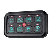 8 Gang Switch Panel, 12-24V Electronic Fuse System, for Car Truck Car Offroad UTV SUV Boat, with Harness and Label Sticker(Green)