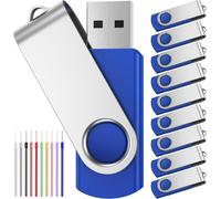8 GB USB Flash Drive Pack of 10 ¿ 8 GB 10 Piece Rotating USB Flash Disk Pendrives ¿ Blue USB 2.0 Memory Stick with Strings