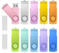 8 GB USB Flash Drive Pack of 10 Coloured USB 2.0 Memory Stick with Cord Mini USB Stick Colourful Flash Drive Ideal for Storing Documents Presentations and Reports in the Office
