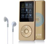 8 Go/16 Go Lecteur de Musique MP3 Portable, Prend en Charge jusqu'à 64 Go de Carte mémoire SD, Son sans Perte, Lecteur MP3 HiFi, Musique/vidéo/Enregistrement Vocal/Radio FM (8G,Or)