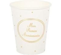 8 gobelets carton 1er anniversaire 255ml blanc - artifetes 91667 Blanc G