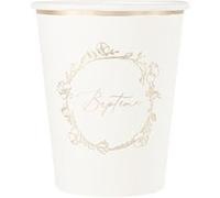 Artifetes Générique - 8 GOBELETS Carton BAPTÊME VÉGÉTAL Or 255ML CRÈME