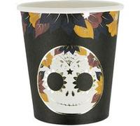 8 gobelets carton festonnés jour des morts 20cl - partypro 91348 Noir G