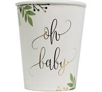 8 gobelets carton imprimé oh baby végétal 25cl - artifetes 90676 Vert G