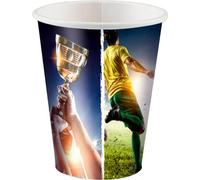 8 gobelets de football * KICK IT * pour l'Euro 2024, anniversaire d'enfant et fête de football | Contenu : 250ml, en carton | Gobelet de fête en carton anniversaire enfants Soccer Deko