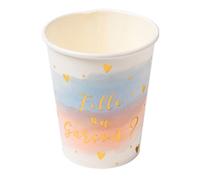 8 Gobelets en carton Fille ou Garçon rose bleu et or 255 ml