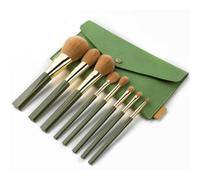 8 Green Sparkling Making Makeup Makeup Brush Set Tool de maquillage à tige de brosse à bois massif