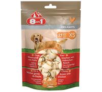 8 in 1 Delights XS - Os de Poulet à Mâcher pour Chien de Petite Taille -Longue durée- Viande de poulet à cœur - Limite le Tartre - Sans céréales Colorant Arôme Artificiel - 21 pièces - 252 g