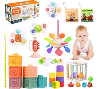 8 in 1 Montessori Jouets pour Enfants pour 6-12-18mois Empilage Blocs de Construction Corbeille Sensorielle Jouets de Dentition neonati Ragazze Ragazzi giocattoli Regali.