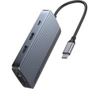 8-in-1 USB-C Hub, USB C Docking Station Triple Display Multi-Port Dongle with 2 HDMI 4K and VGA 1080p, 5Gbps Data Transfers, USB Ports for MacBook Air/Pro, XPS, iPad Pro, and More