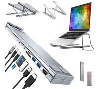 8-in-1 USB-c Laptop Stand, Laptop Stand with Docking Station, Laptop Docking Station with 4K HDMI, 2 USB 3.0, PD 100W, Universal Dock Stations for Various Brands