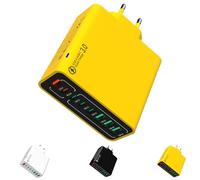 8 in 1 Waterproof Ports USB Fast Charger,2025 New Universal Outlet Charger with 4 Type C and 4 USB Ports for Phones Tablets and Laptops,Anti-Fall & Super Fast Charging for Trave Business Trip (Yellow)