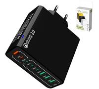 8 in 1 Waterproof Ports USB Fast Charger, Portable Universal Fast Chargers Block with 4 Type C and 4 USB Port, Multi-Port Charging Station for Phones, Tablets and Laptops (Black)