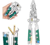 8 in 1 Wire Stripper with Voltage Tester,Heavy Duty 12-250V AC/DC Tester for Hot/Neutral Wires,Foldable Wire Stripper with Insulated-Grip Handles (1Pc)