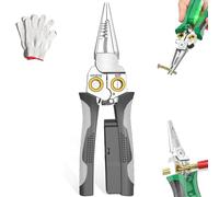 8 in 1 Wire Stripping Pliers, 8 in 1 Wire Stripper with Voltage Tester, Pinzas Para Electricista, Multi-function Electric Wire Stripping Tool for Cutting and Pulling (Grey)