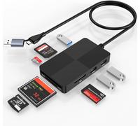 8-in-2 Multiple Card Reader, USB C USB3.0 Memory Card Reader Adapter for SD SDXC SDHC CFI MS MMC UHS-I MicroSD MicroSDXC MicroSDHC XD Card Reader 3 USB3.0 Multi Port Hub