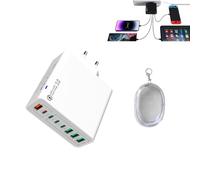8 in1Waterproof Port USB Fast Charger,Portable Super Fast Wall Charging Station,Universal Socket Charging Devices with 4 Type C Ports and 4 USB Ports for Mobile Phone Tablets Laptop (EU Plug (White))