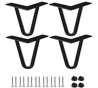 8 inch Pieds De Meuble en Épingle À Cheveux, Btowin 4 Pièces 10MM Pieds De Table en Métal avec Protectures De Plancher Et Vis Style Industriel pour DIY Banc Chaise Bureaux Noir/Doré