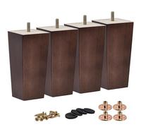 8 inch Pieds De Meubles en Bois, Tchosuz 4 PCS Pieds De Canapé Coniques Carrés Noyer avec Protecteurs en Caoutchouc & Vis & M8 Plaques De Montage,Pieds en Bois pour Sofa Cabinet Fauteuil Bricolage
