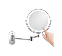 8 Inch Wall Magnifying Mirror x10 LED Makeup Mirror with 0.5 Hour Auto Power Off Powered by 4 AAA Batteries (Not Included) Ideal for bathrooms