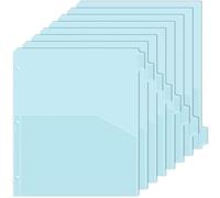 8 intercalaires pour classeur à 3 anneaux avec poches, intercalaires en plastique avec poche avant transparente, intercalaires à 8 onglets avec 3 trous perforés pour fournitures scolaires et de bureau