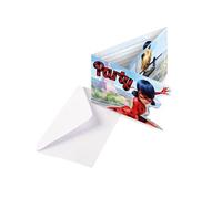 Amscan – Invitations et enveloppes Miraculous – 8 pièces Multicolore