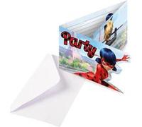 Amscan – Invitations et enveloppes Miraculous – 8 pièces Multicolore
