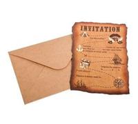 Generique Invitations avec enveloppes Carte au trésor Pirate kraft 10 x 15 cm Marron 8 pièces