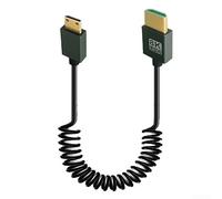 8 K 60 Hz pour câble mini vers spiralé, prend en charge le transfert de données haute vitesse pour les appareils multimédias tels que les reflex numériques et les caméscopes (tête droite)
