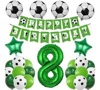 8. Kit de décoration d'anniversaire de football 8 ans - Décoration d'anniversaire pour garçon avec nombre géant 8, ballon de football 8 ans - Décoration d'anniversaire