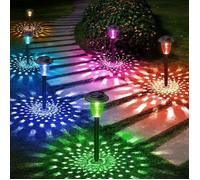 8 lampes solaires jardin extérieur LED couleur+blanc chaud