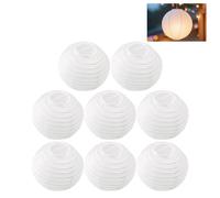 8 Lanternes en Papier Blanches 10 cm, Lampions Ronds avec Cadre en Plastique, Décoration Suspendue Réutilisable pour Mariage Anniversaire Fête Événement