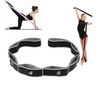 8-Loop Yoga Stretching Strap with Numbers, Multi-Segment Resistance Band for Dance, Gymnastics, and Home Fitness, Elastic Tension Band for Flexibility Training & Pilates - Exercise Equipment (Gray)